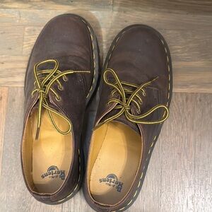 Dr. Martens Brown and Yellow Oxfords with Textured Leather
